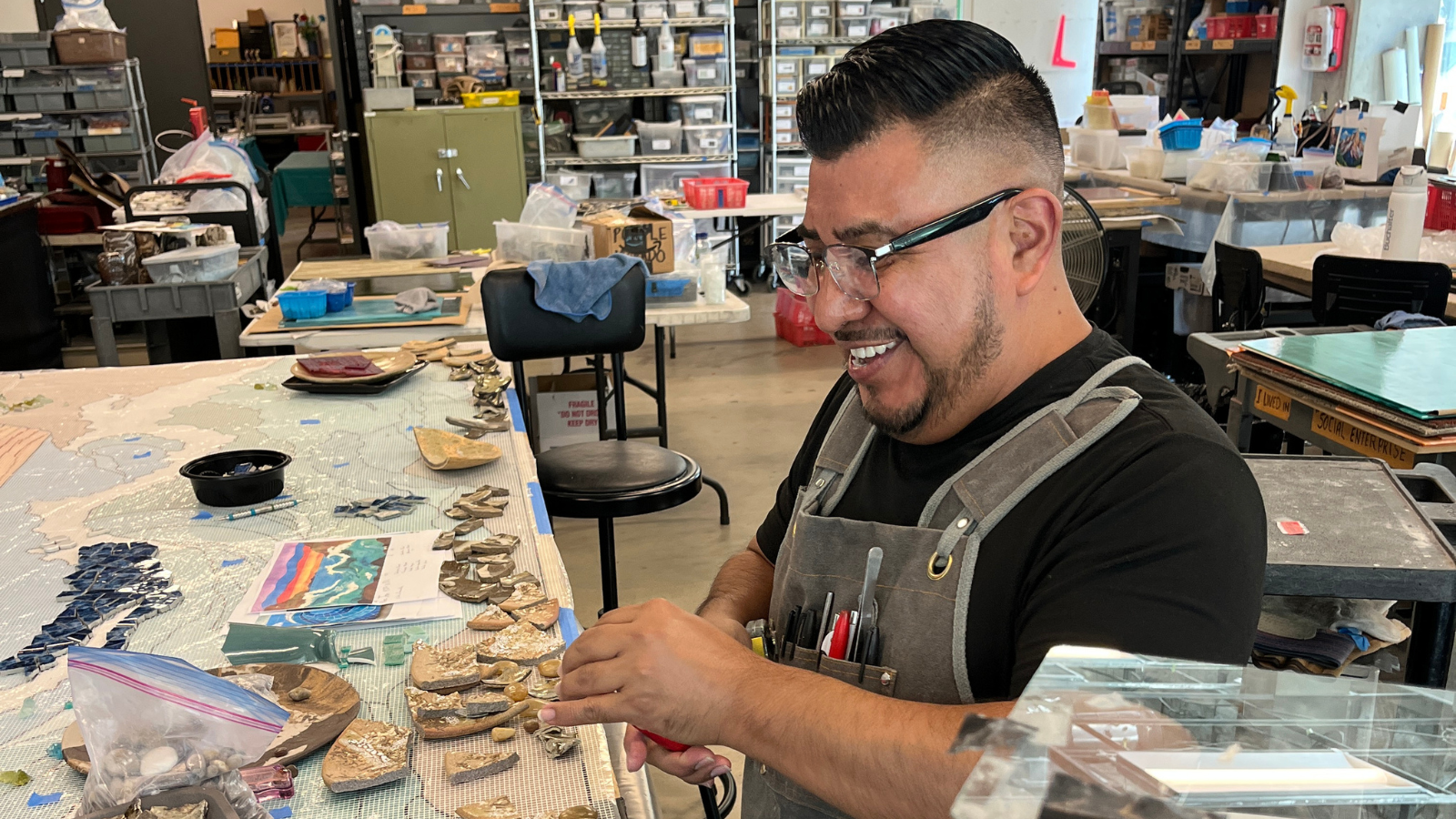 Victor works on the Seaglass Commission