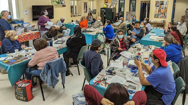 Piece by Piece Participants in stained Glass workshop